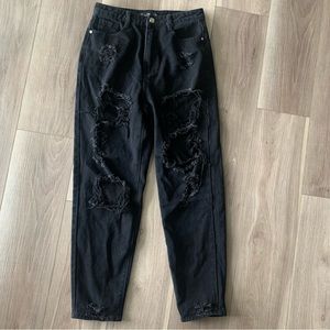 Misguided Riot Black High Rise Mom Jeans